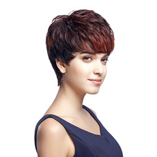 Human Hair Short Straight Pixie&Boy cuts Wig For Women RC 0490