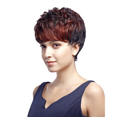 Human Hair Short Straight Pixie&Boy cuts Wig For Women RC 0490