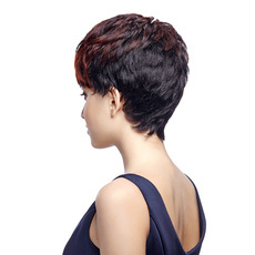 Human Hair Short Straight Pixie&Boy cuts Wig For Women RC 0490