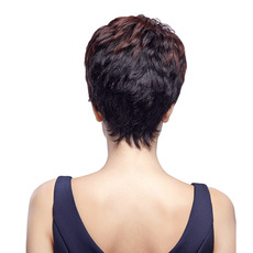 Human Hair Short Straight Pixie&Boy cuts Wig For Women RC 0490