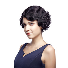 Human Hair Short Style Bob Retro Wave Wig For Women RC0509