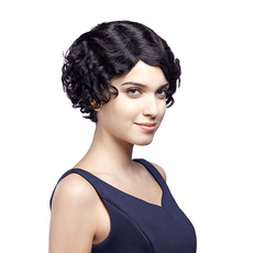 Human Hair Short Style Bob Retro Wave Wig For Women RC0509