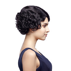 Human Hair Short Style Bob Retro Wave Wig For Women RC0509