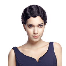 Human Hair Wig Short Wavy Pixie Cut RC0511