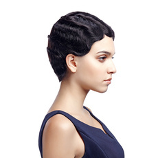 Human Hair Wig Short Wavy Pixie Cut RC0511
