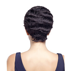 Human Hair Wig Short Wavy Pixie Cut RC0511
