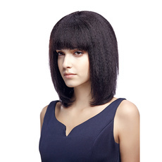 Remy Human Hair Wig Medium Straight Bob Straight Yaki Wig For Women RC0500