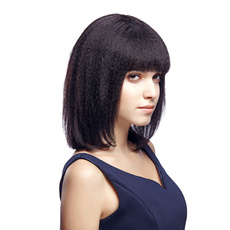 Remy Human Hair Wig Medium Straight Bob Straight Yaki Wig For Women RC0500