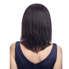 Remy Human Hair Wig Medium Straight Bob Straight Yaki Wig For Women RC0500
