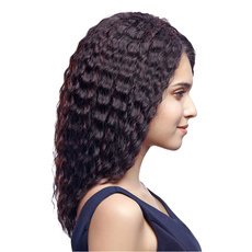 Human Remy Hair Double Lace Part Front Wig Curly Wave Medium Style For Women RC0736