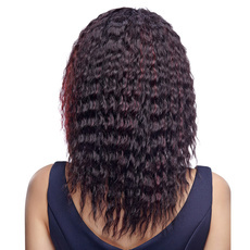 Human Remy Hair Double Lace Part Front Wig Curly Wave Medium Style For Women RC0736