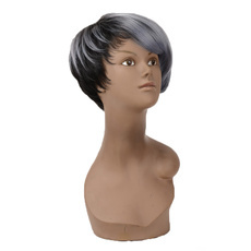 Rebecca Natural Ombre Gradient Wig Synthetic Hair Pixie Cut Lace Wavy Short Bob 9.5 Inch RC0625