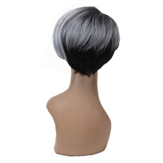 Rebecca Natural Ombre Gradient Wig Synthetic Hair Pixie Cut Lace Wavy Short Bob 9.5 Inch RC0625