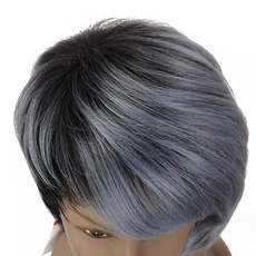 Rebecca Natural Ombre Gradient Wig Synthetic Hair Pixie Cut Lace Wavy Short Bob 9.5 Inch RC0625