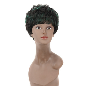 Rebecca Ombre Short Curly Synthetic Hair Wig Green 12 Inch Pixie Cut 