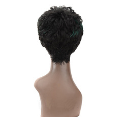 Rebecca Ombre Short Curly Synthetic Hair Wig Green 12 Inch Pixie Cut 