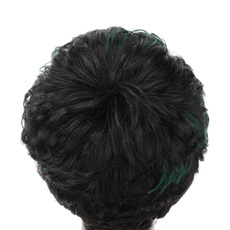 Rebecca Ombre Short Curly Synthetic Hair Wig Green 12 Inch Pixie Cut 