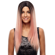 Synthetic Hair Lace Front Wig Silky Straight  Ombre color 26.5 Inch RC0673