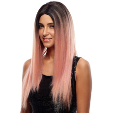 Synthetic Hair Lace Front Wig Silky Straight  Ombre color 26.5 Inch RC0673