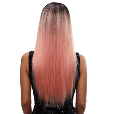Synthetic Hair Lace Front Wig Silky Straight  Ombre color 26.5 Inch RC0673