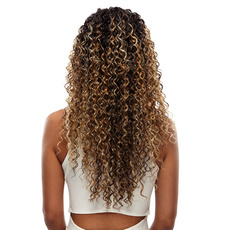 Synthetic Hair Long Lace Front Kinky Curly Ombre Wig 26 Inch RC0663