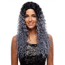 Synthetic Hair Long Lace Front Kinky Curly Ombre Wig 26 Inch RC0663