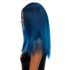 Synthetic Hair Natural Blue Skin part Front Lace Wig Long Straight 24 Inch RC0629