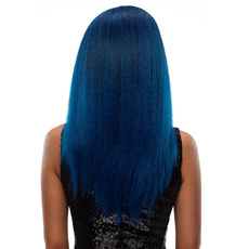 Synthetic Hair Natural Blue Skin part Front Lace Wig Long Straight 24 Inch RC0629