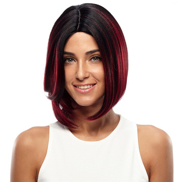 Synthetic Hair Ombre Straight Bob Skin Part Wave Wig 10.5 Inch RC0677