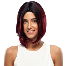 Synthetic Hair Ombre Straight Bob Skin Part Wave Wig 10.5 Inch RC0677