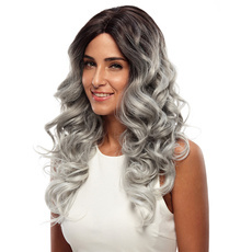 Synthetic Hair Skin Part Lace Front Wig Curly Long Curly Heat Resistant Fiber Ombre Color Wig For Women RC0666
