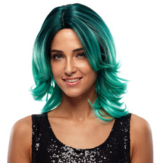 Synthetic Hair Skin Part Lace Wig Ombre Color Wavy Lace  RC0672