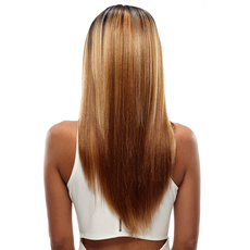 Synthetic Hair Skin Part Lace Front Wig Long Straight Heat Resistant Fiber Ombre Color Wig For Women RC0776