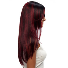 Synthetic Hair Skin Part Lace Front Wig Long Straight Heat Resistant Fiber Ombre Color Wig For Women RC0776