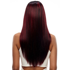 Synthetic Hair Skin Part Lace Front Wig Long Straight Heat Resistant Fiber Ombre Color Wig For Women RC0776