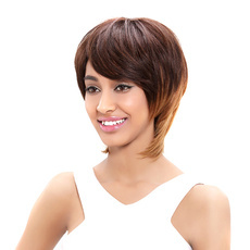Human Hair Silky Fluffy Ombre Short Straight Bob Wig For Women RC0521