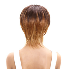 Human Hair Silky Fluffy Ombre Short Straight Bob Wig For Women RC0521