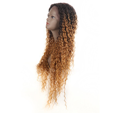 Synthetic Lace Front Long Curly Wig Ombre color Heat Resistant Fiber Hair Wigs For Women RC0901