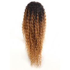 Synthetic Lace Front Long Curly Wig Ombre color Heat Resistant Fiber Hair Wigs For Women RC0901