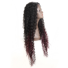 Synthetic Lace Front Long Curly Wig Ombre color Heat Resistant Fiber Hair Wigs For Women RC0901