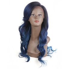 Synthetic Lace Front Long Wavy Wig Ombre color Heat Resistant Fiber Hair Wigs For Women RC0894