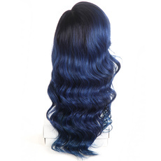 Synthetic Lace Front Long Wavy Wig Ombre color Heat Resistant Fiber Hair Wigs For Women RC0894