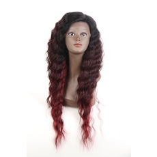 Synthetic Lace Front Long Wavy Wig Ombre color Heat Resistant Fiber Hair Wigs For Women RC0895