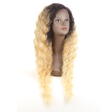 Synthetic Lace Front Long Wavy Wig Ombre color Heat Resistant Fiber Hair Wigs For Women RC0895