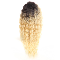 Synthetic Lace Front Long Wavy Wig Ombre color Heat Resistant Fiber Hair Wigs For Women RC0895