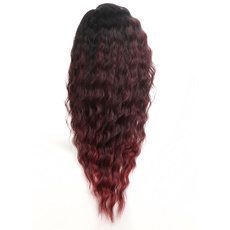 Synthetic Lace Front Long Wavy Wig Ombre color Heat Resistant Fiber Hair Wigs For Women RC0895