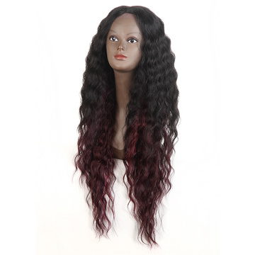 Synthetic Lace Front Long Wavy Wig Ombre color Heat Resistant Fiber Hair Wigs For Women RC0896
