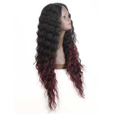 Synthetic Lace Front Long Wavy Wig Ombre color Heat Resistant Fiber Hair Wigs For Women RC0896