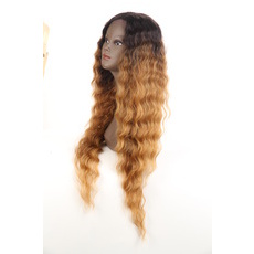 Synthetic Lace Front Long Wavy Wig Ombre color Heat Resistant Fiber Hair Wigs For Women RC0896