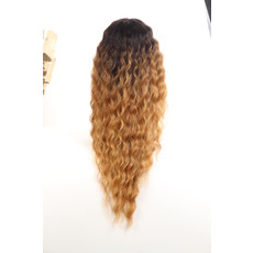 Synthetic Lace Front Long Wavy Wig Ombre color Heat Resistant Fiber Hair Wigs For Women RC0896
